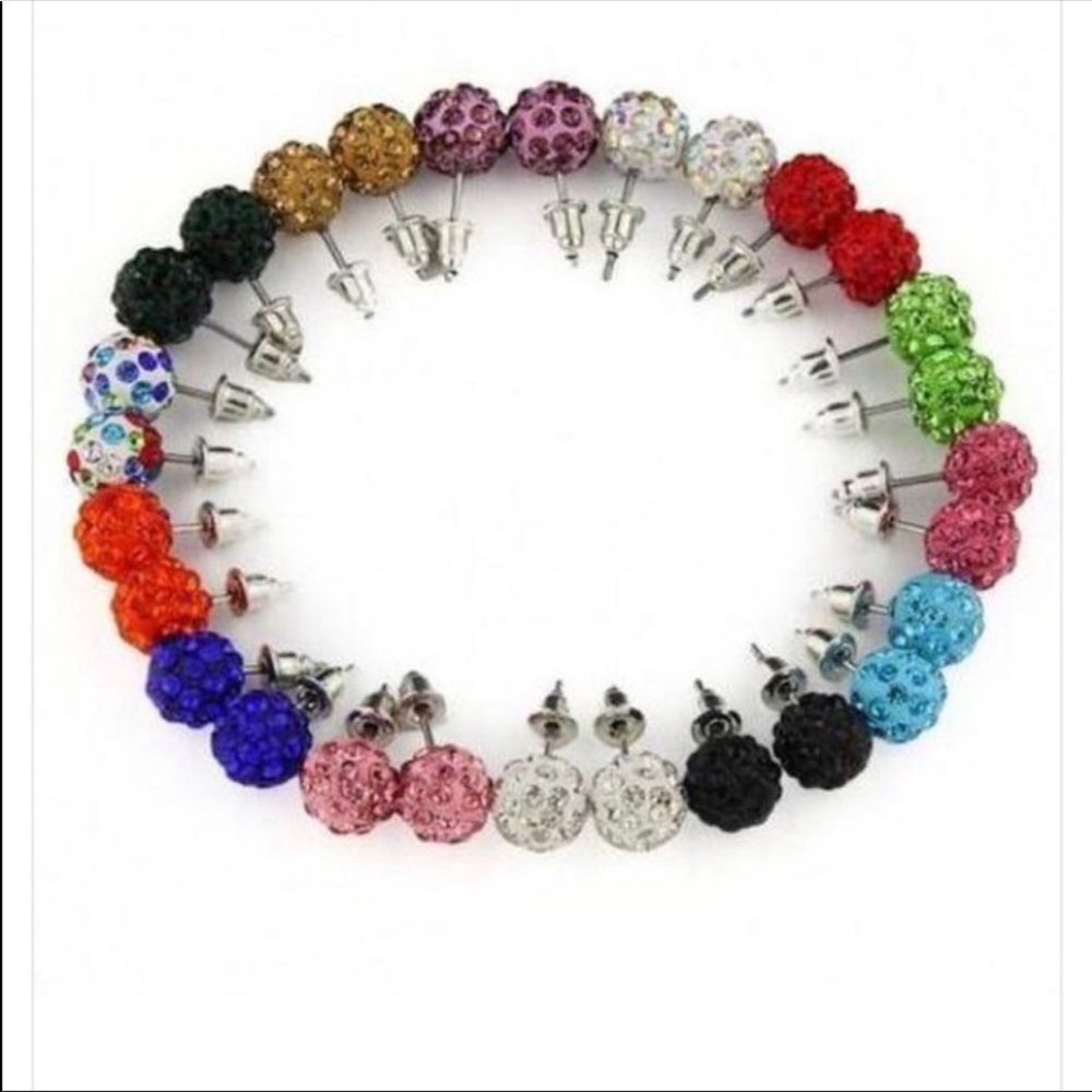 14 Pair Of Disco Ball Stud Earrings. NWOT